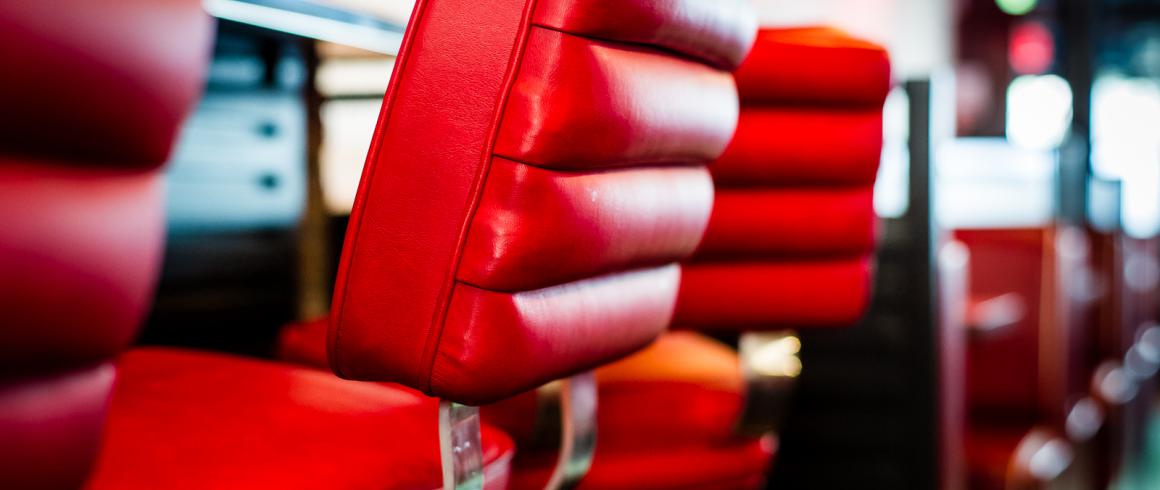 Red leather stools